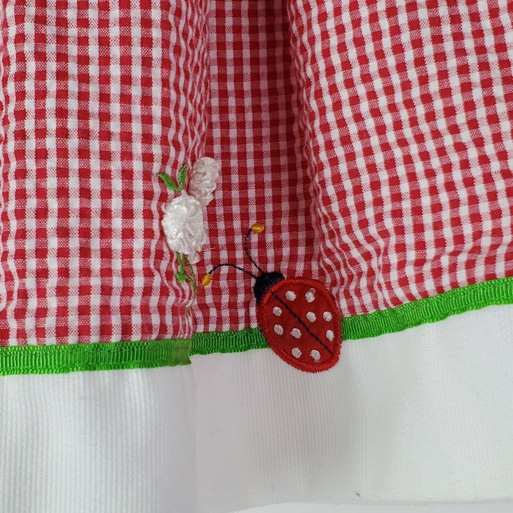 VTG Baby Dress Red Plaid Sleeveless Lady Bug 6-9M - Picture 6 of 6